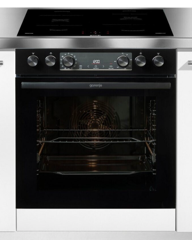 Conjunto Forno e Placa de Indução Gorenje BCSI737DBGOT 77L Classe A 4 Zonas GentleClose Preto - Vista Frontal