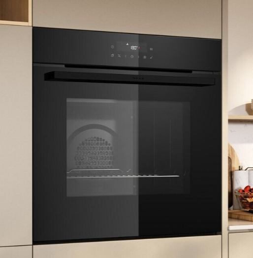 Forno Elétrico Encastrável Neff B2CCJ7BK3 71L Classe A+ Pirólise CircoTherm Air Fry 7 Modos Preto - Vista Frontal